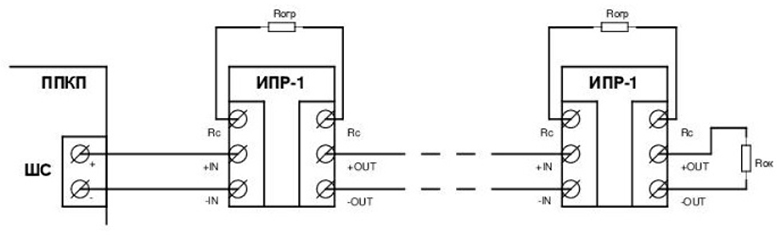 Схема подключения пожарного ручного извещателя ИПР-1 IP54
