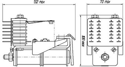 Рис.1. Габаритный чертеж реле НМ4 (нештепсельного)